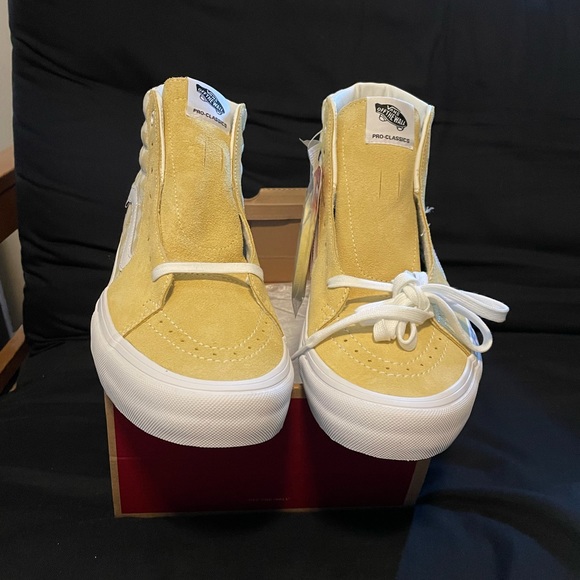 NEW Vans Sk8-Hi Pro Checkerboard Pale Banana Marsh - Picture 3 of 5